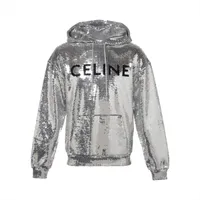 セリーヌ コットン パーカー XS メンズ シルバー 2Y975670Q