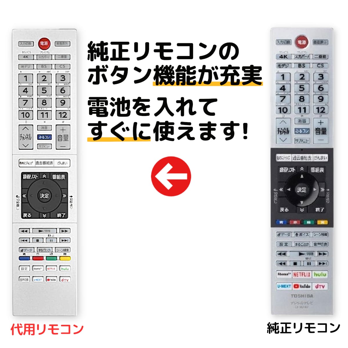 楽天市場】東芝 レグザ テレビ リモコン CT-90493 電池付き 43C350X