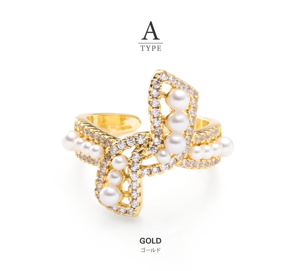 ゆうパケット】 リング 指輪 レディース リボン パール ビジュー