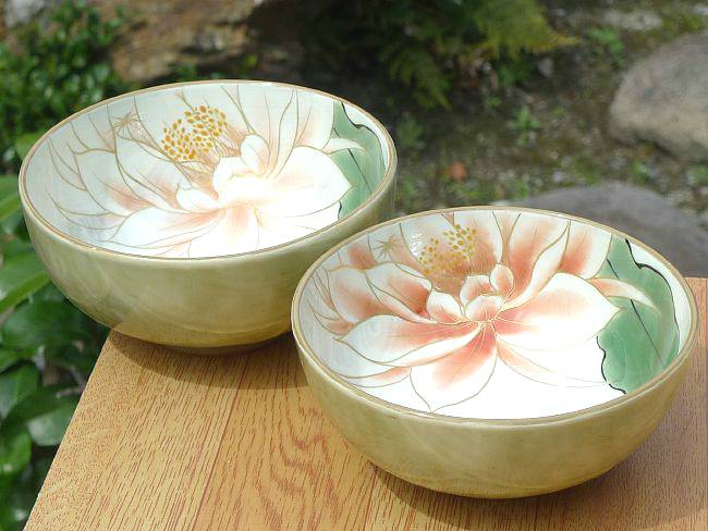 月下美人夫婦茶碗 陶あん - 京焼清水焼 松韻堂