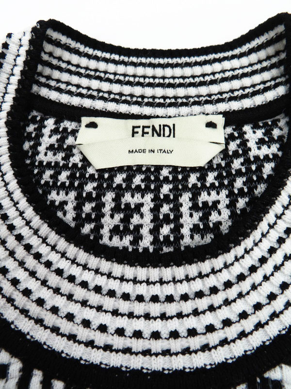 FENDI】フェンディ『FFロゴ ズッカ柄 ニット 半袖ワンピース size40