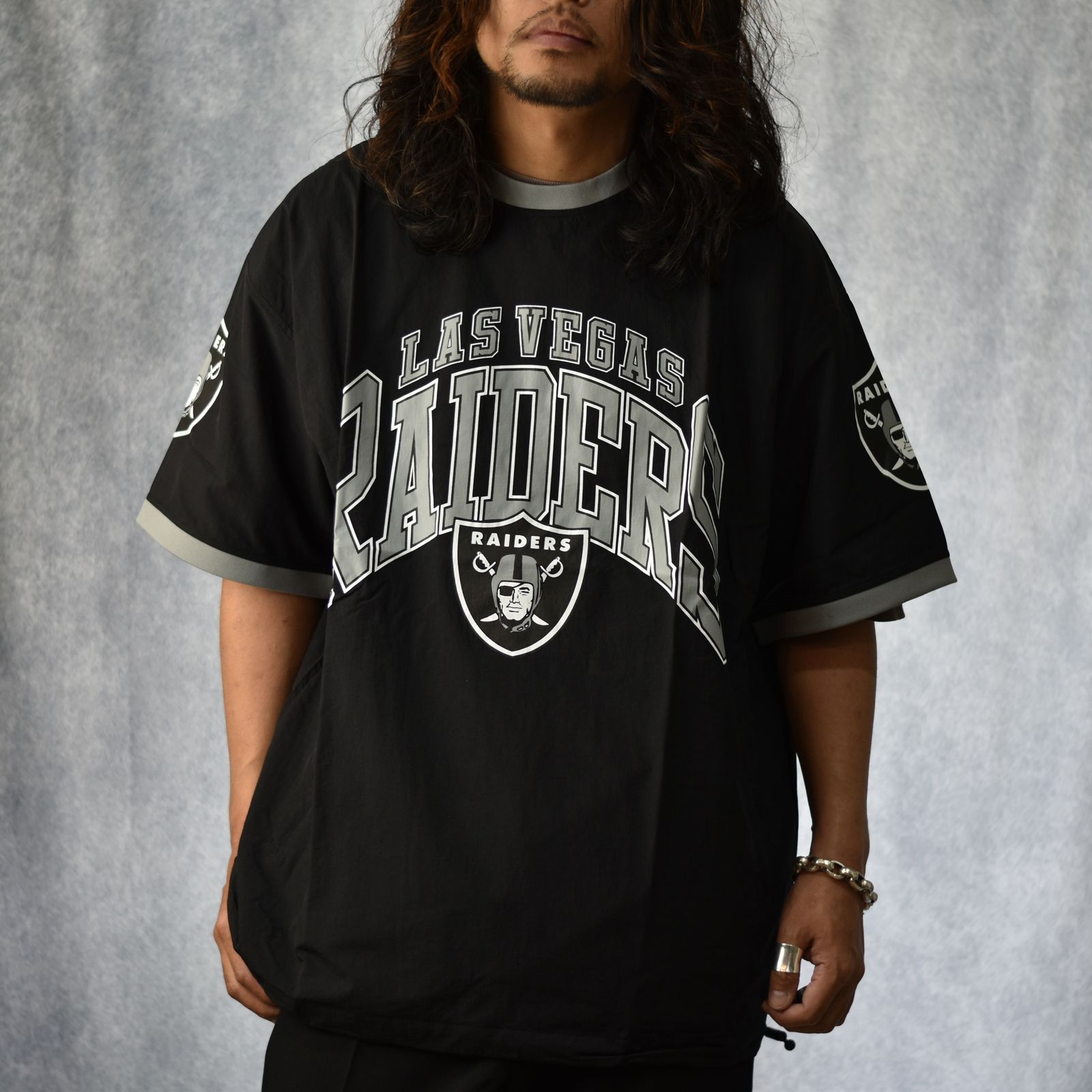 CALEE - × NFL RAIDERS S/S NYLON GAME SH (BLACK) / ナショナル