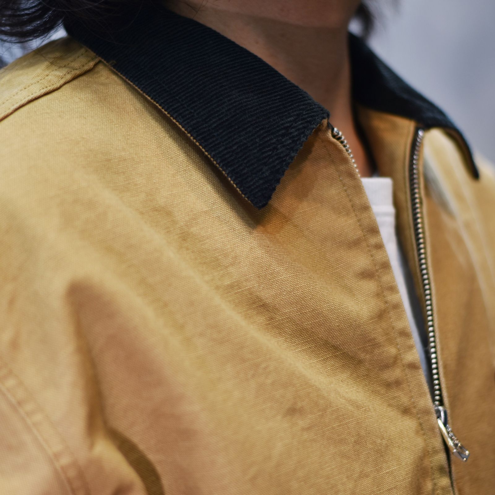 CALEE - VINTAGE REPRODUCT CORDUROY COLLAR DUCK JACKET (CAMEL)｜襟
