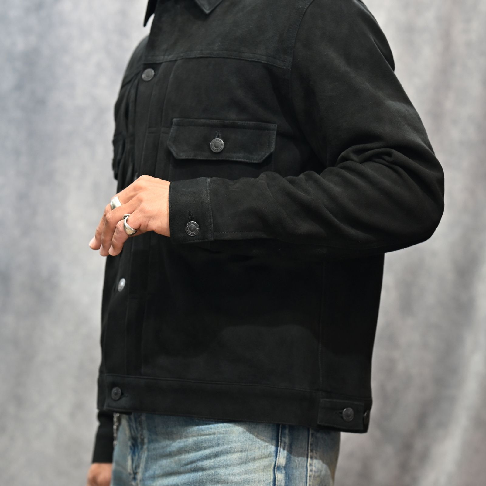MINEDENIM - Sheep Suede Trucker JKT （BLK） / シープスエード