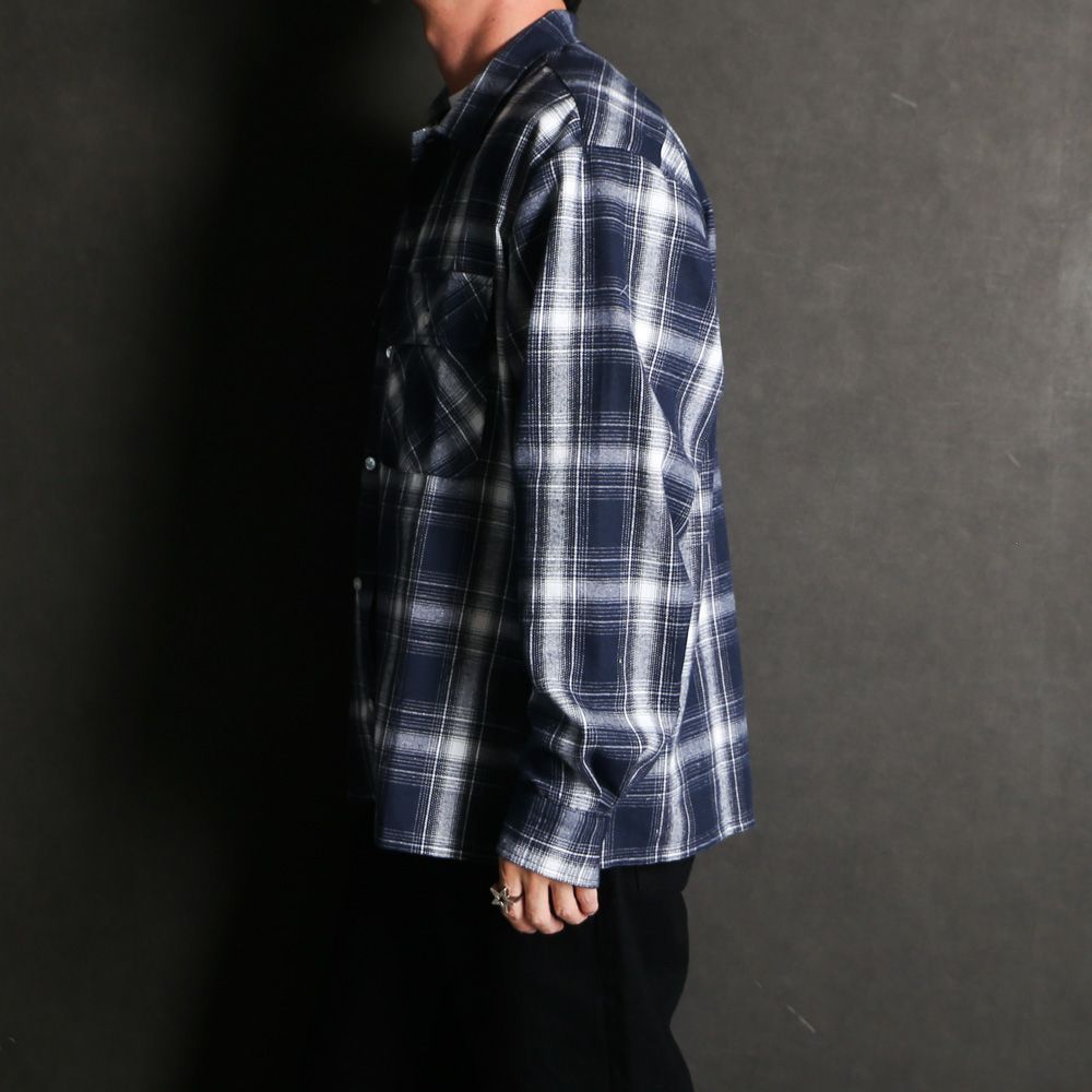 HideandSeek - Ombre Check L/S Shirt (26ss) - Blue / オンブレ