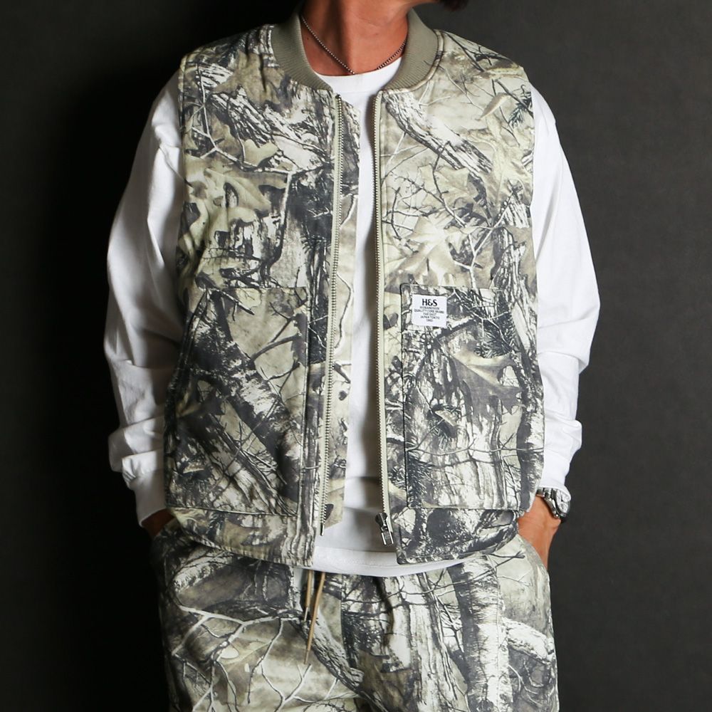 HideandSeek - Camo Zip Work Vest - Panther / ワークベスト / HJ