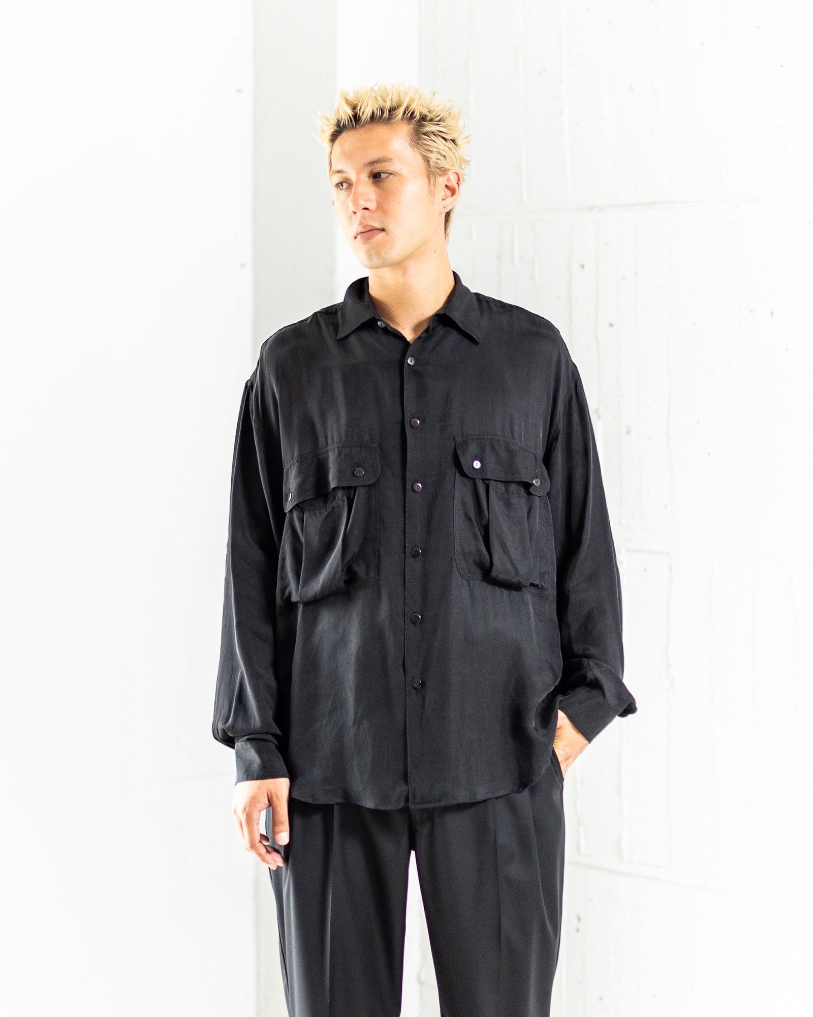 YOKE - ヨーク 25FW シャツ Cupro Work Shirt(YK25FW01081SH)BLACK | MARK