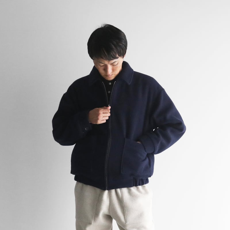 HUIS×尾州”縮絨ウールフランネルジップブルゾン（ダークネイビー