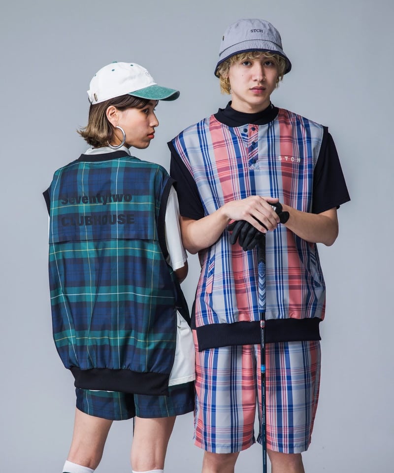 ANTIQUAGOLF×STCH】UNISEX（ユニセックス）check logo vest