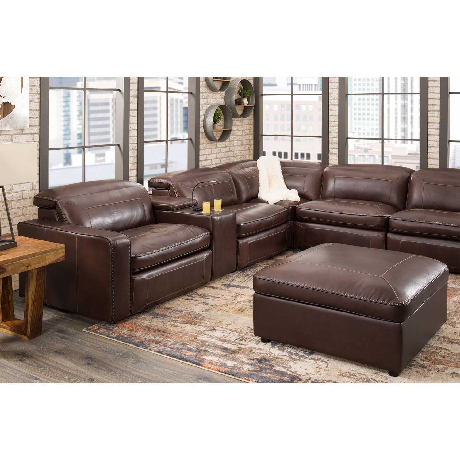 Drew 6 Piece P2 Recline Leather Sectional | 1C-1570-6PC | AFW.com