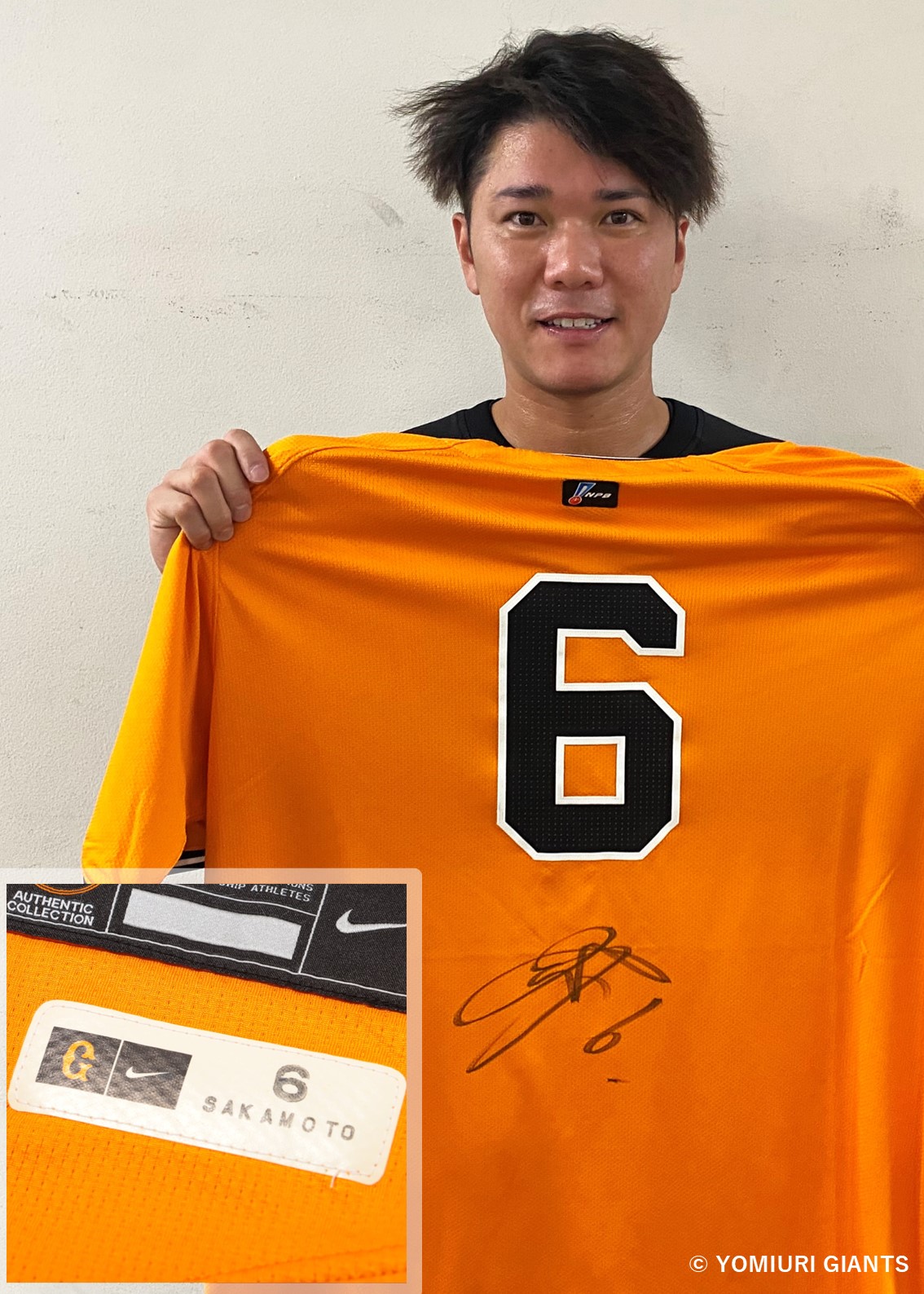 GIANTS OKAMOTO 25 闘魂ユニフォームとオレンジタオル フェイスタオル