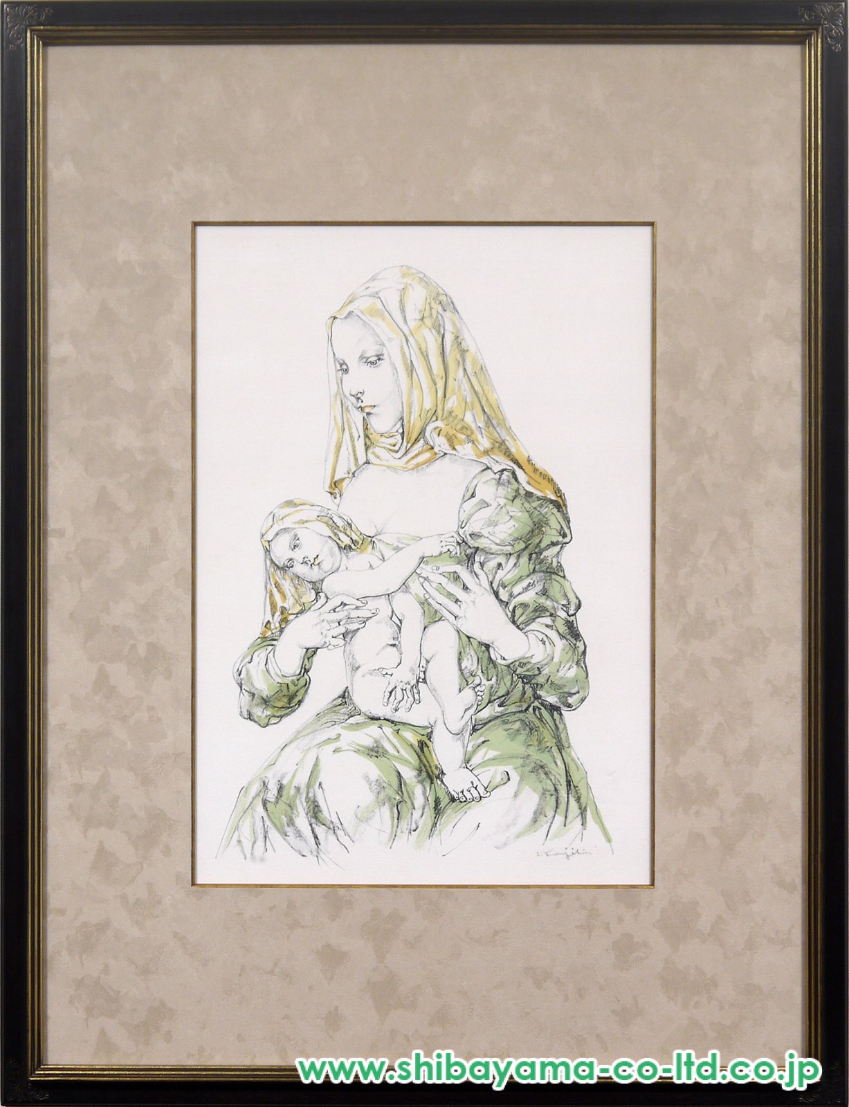 藤田嗣治「聖母子像」リトグラフ :: 絵画買取・販売 - シバヤマ