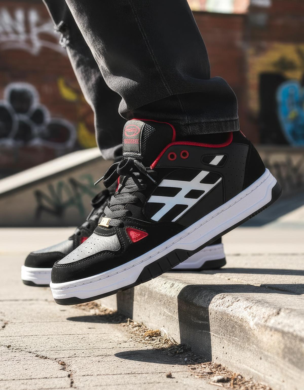 Tênis Veloce Street Masculino V352 Preto com Detalhes Vermelhos