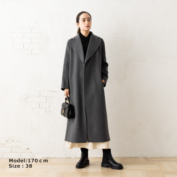 マックスマーラ コート ポルド ベルト付き グレー レディース Max Mara