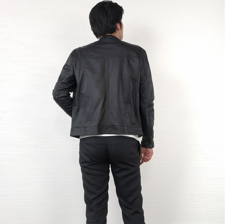 ラッピング無料】イタリア製 ラムレザー メンズ ライダース レザー