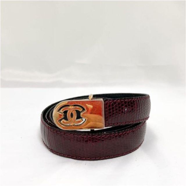 ⭐️美品⭐️ シャネル ココマーク ロゴ リザード ベルト ブラック
