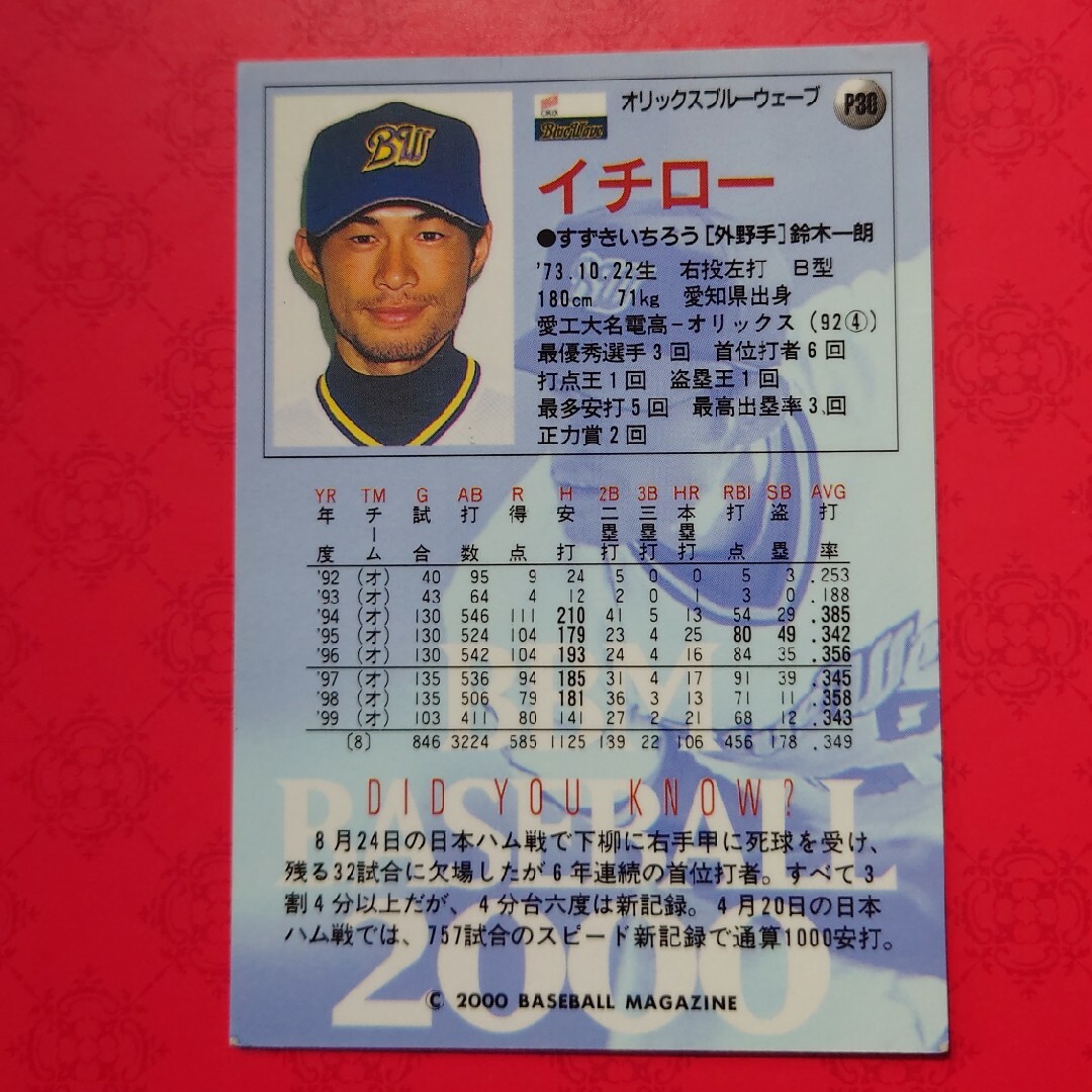 オリックス・バファローズ - プロ野球カード イチロー選手2000の通販