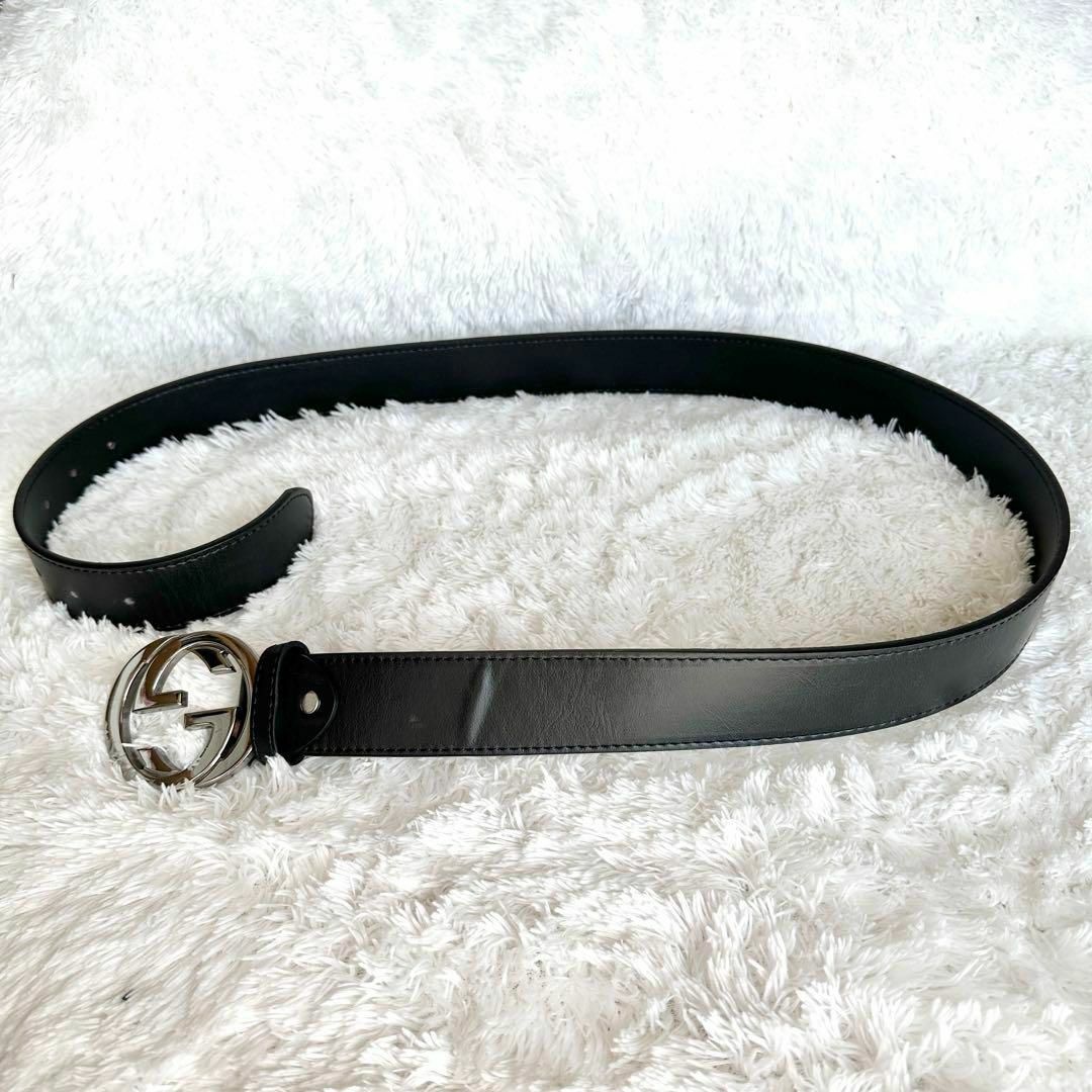 GUCCI グッチ ベルト インターロッキング GG デカロゴ シルバー 黒