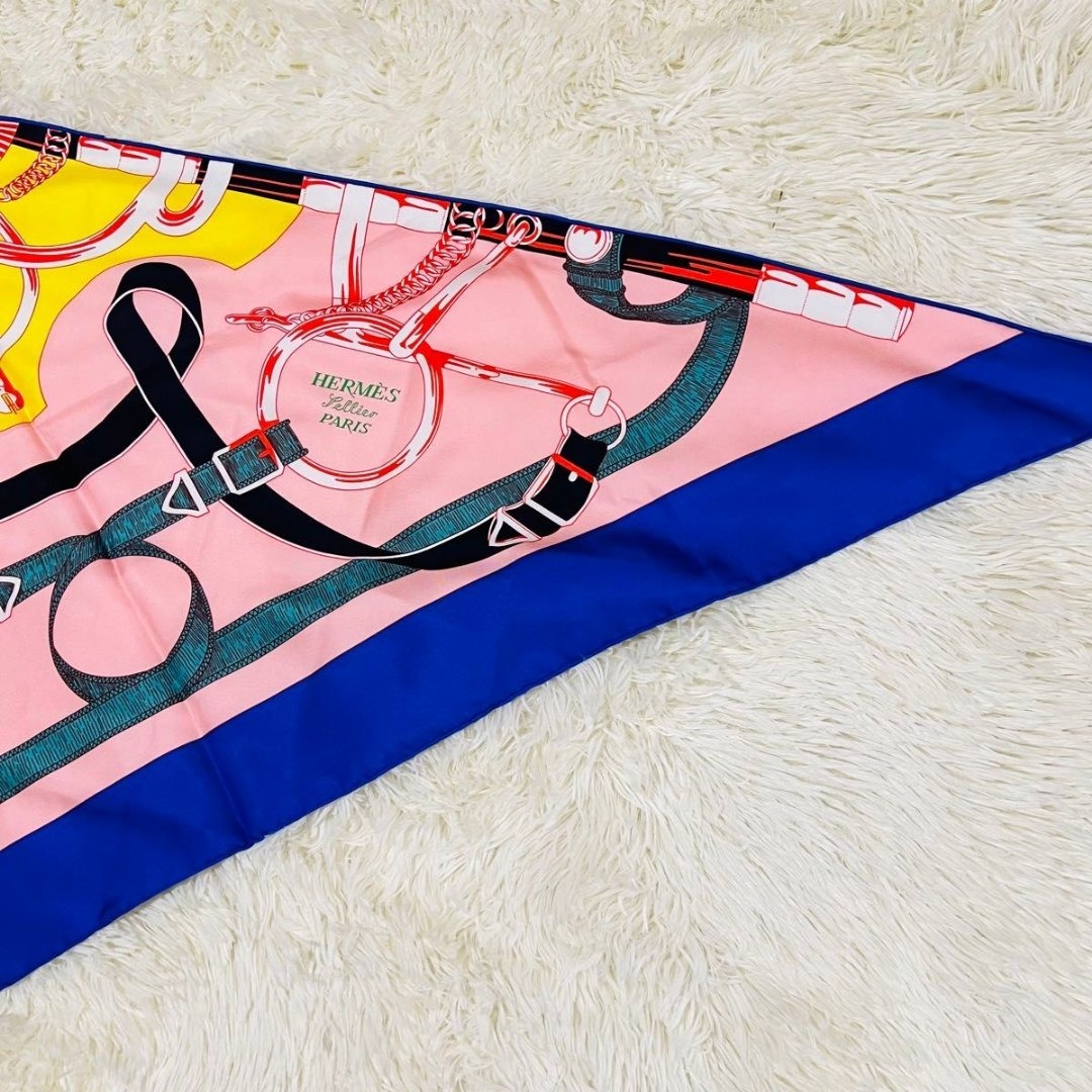 エルメス PELLIER ペリエ トライアングル カレ 大判 スカーフ シルク