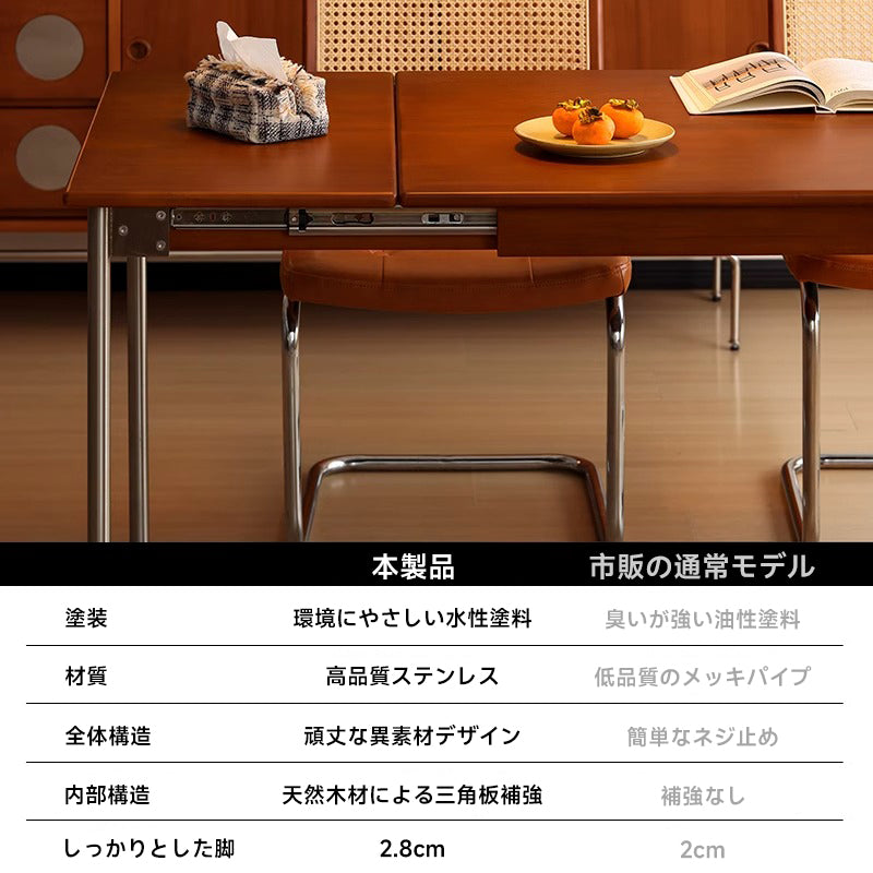 ツゲ材 伸縮式ダイニングテーブル | 機能性とヴィンテージ感を併せ持つ