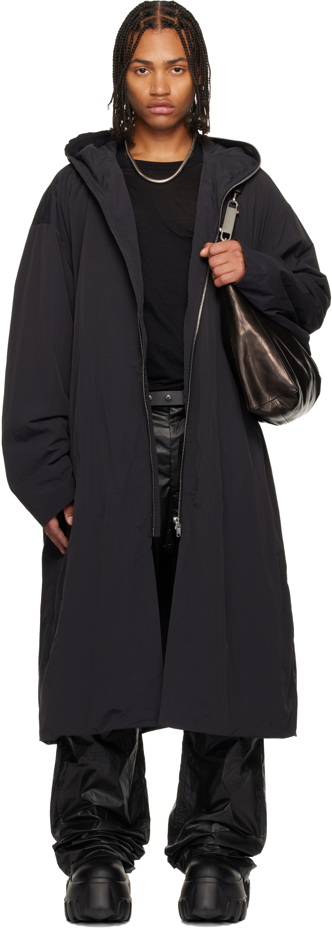 Rick Owensのブラック Concordians Mac Big Shoulders コートがセール中