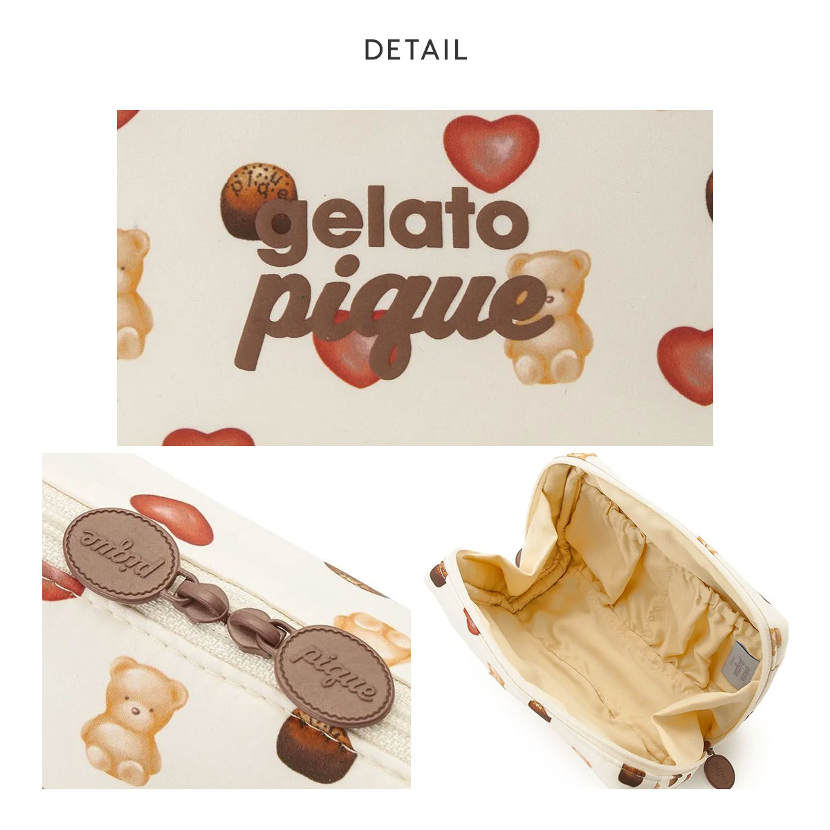 ジェラートピケ Valentine 総柄ポーチ ジェラピケ gelato pique