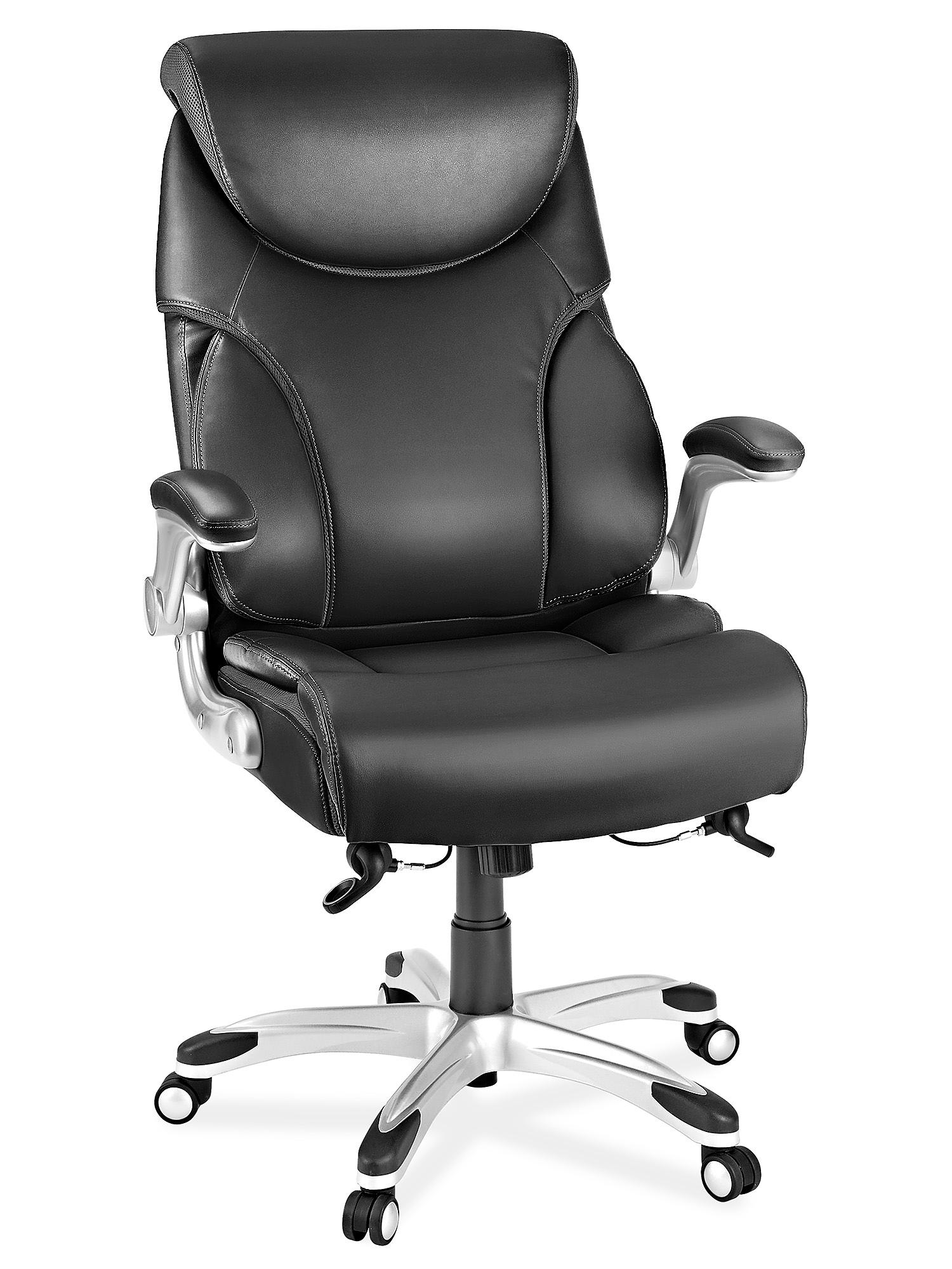 Deluxe Leather Chair - Black H-10249BL - ULINE