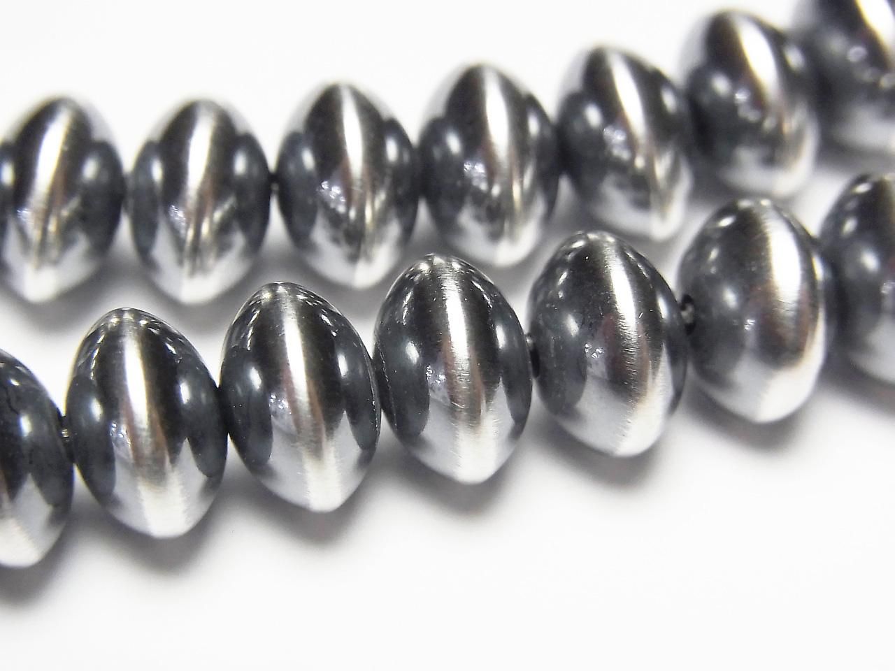 Silver925 ナバホパール ソロバン(ロンデル)9×6mm 1個 - 天然石ビーズ
