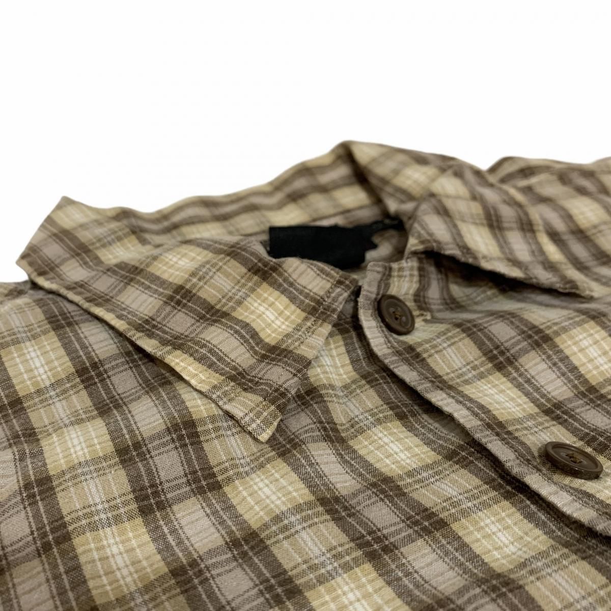 90s RRL Cotton Check Pullover S/S Shirt 茶 S 三ツ星タグ ダブル