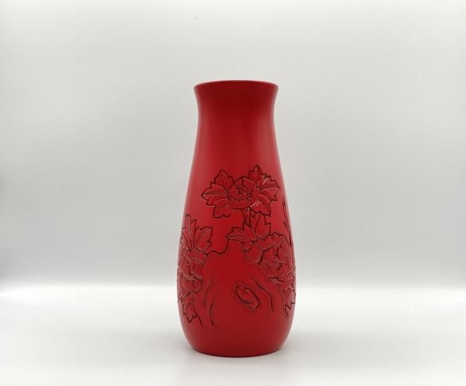 村上木彫堆朱 花入れ 大