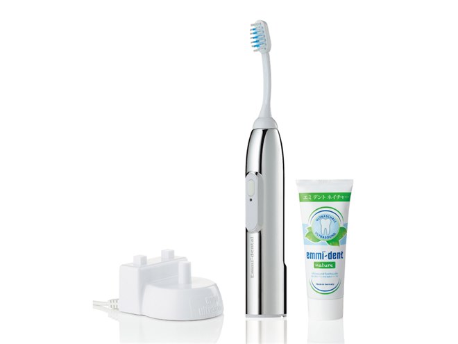 エミデント、毎分9600万回の超音波で歯垢を除去できる超音波歯ブラシ