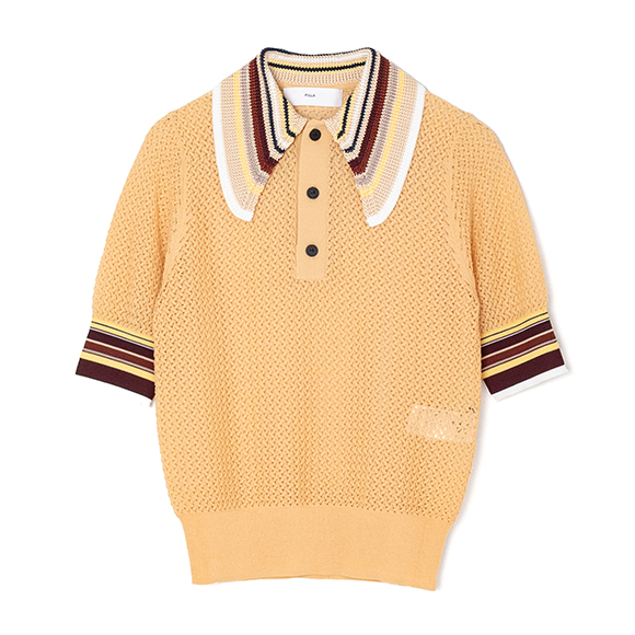 Lace knit polo shirt-レースニットポロシャツ-TOGA PULLA