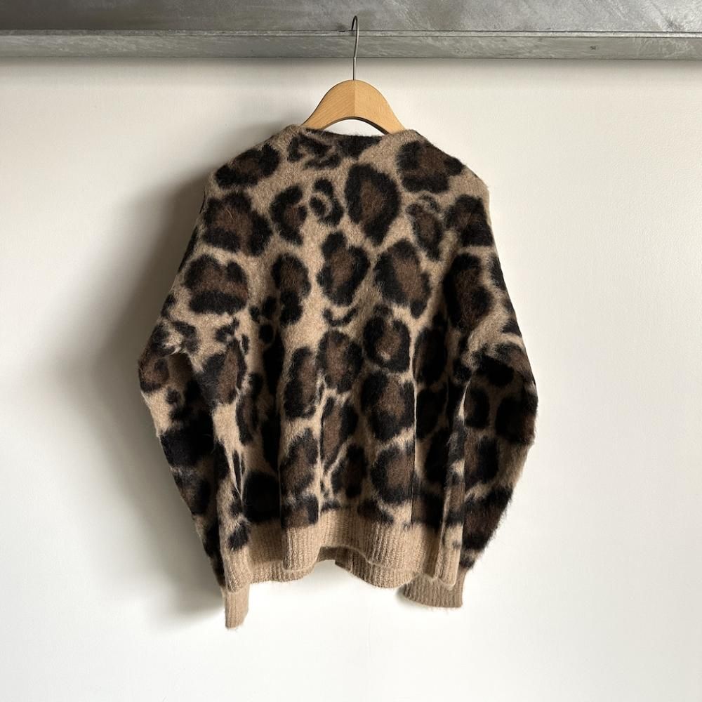 MARKAWARE NATURAL COLOR ALPACA JAGUAR JACQUARD CARDIGAN - GARDEN