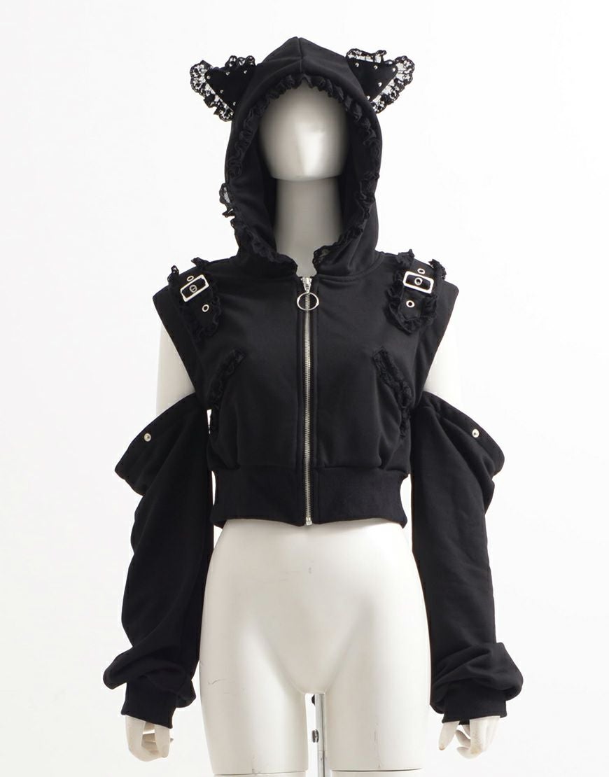 ililil【イルイルイル】きまぐれニャンコの3wayサブカルパーカー/全1色