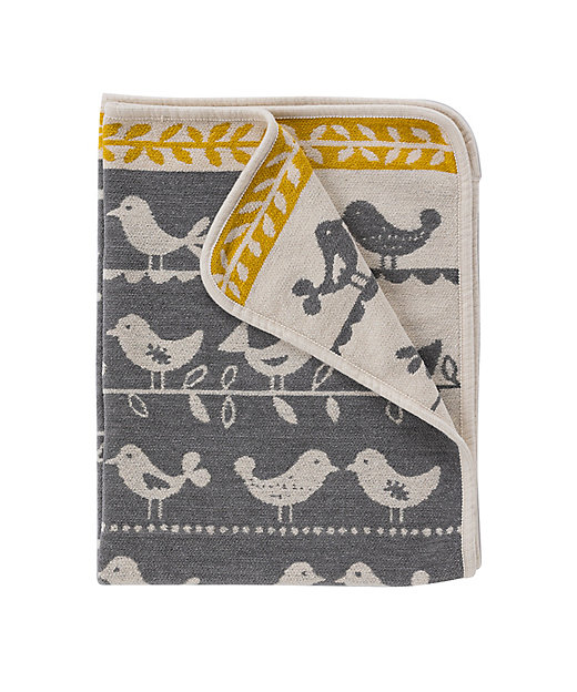 シュニールコットンミニブランケット バーズ グレー | KLIPPAN