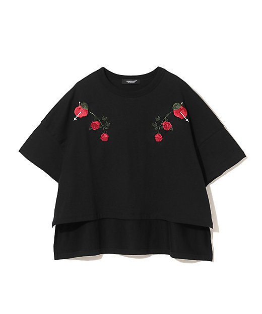 コットンワイドショートTシャツ FLOWER UC1E8806ー1