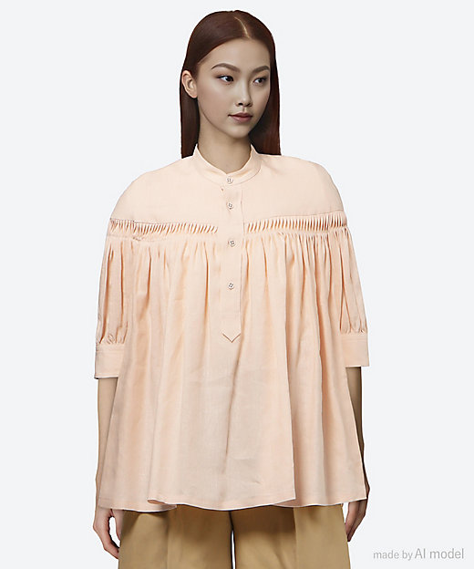 ブラウス 60／1Linen Cambric Tucked