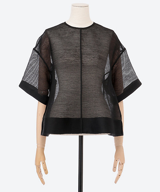 シアークルーネックショートスリーブブラウス | BLAMINK (Women