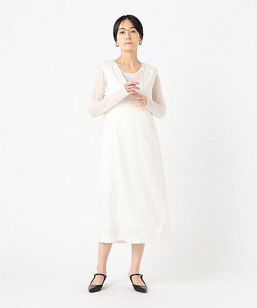 デニム調スラブストレッチ ジャンパースカート（0109OG02