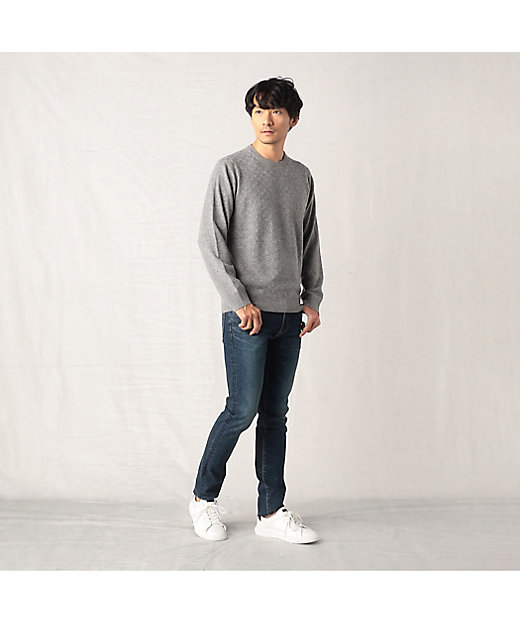 ウールカシミヤ 市松柄クルーネックニット（0734KE05