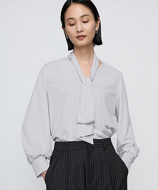 TALLサイズ 〕【ブライトリーセットアップ】ボウタイ ブラウス