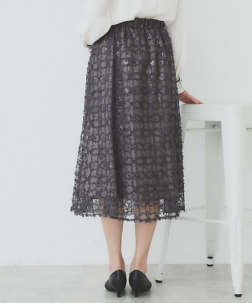 フラワーレース刺繍マーメイドスカート【洗濯機洗い可