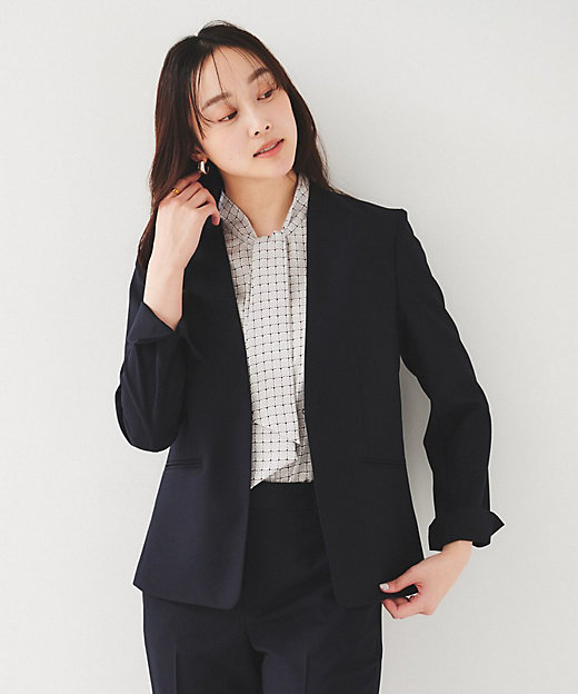 セットアップ可能】リネンライク カラーレスジャケット