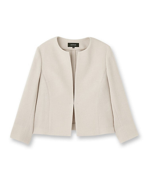 短丈／日本製】カラミ風メッシュ ノーカラージャケット