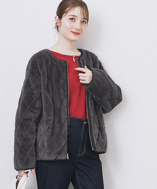 リバーシブル キルティングファーブルゾン【洗濯機OK