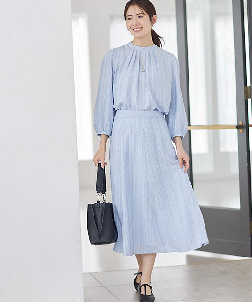 セットアップ可】ストライプ柄ジャカードスカート