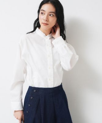 洗える】フリルネックブラウス（2002579404） | Dessin