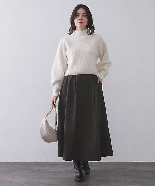 チドリエンボスフレアスカート【洗濯機OK】（2002573521