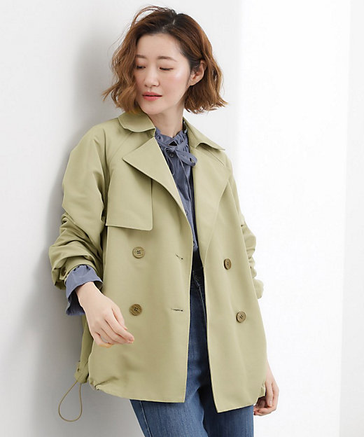 撥水／シルエット2WAY】軽やかミドルトレンチコート