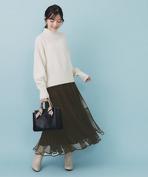 リバーシブルチュールティアードフレアスカート【洗濯機OK